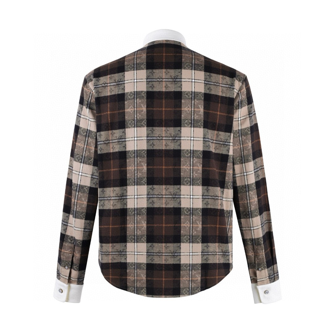 LOUIS VUITTON 路易威登 撞色格纹法兰绒Polo衫 马球衫 衬衫 B0 1AIKAM