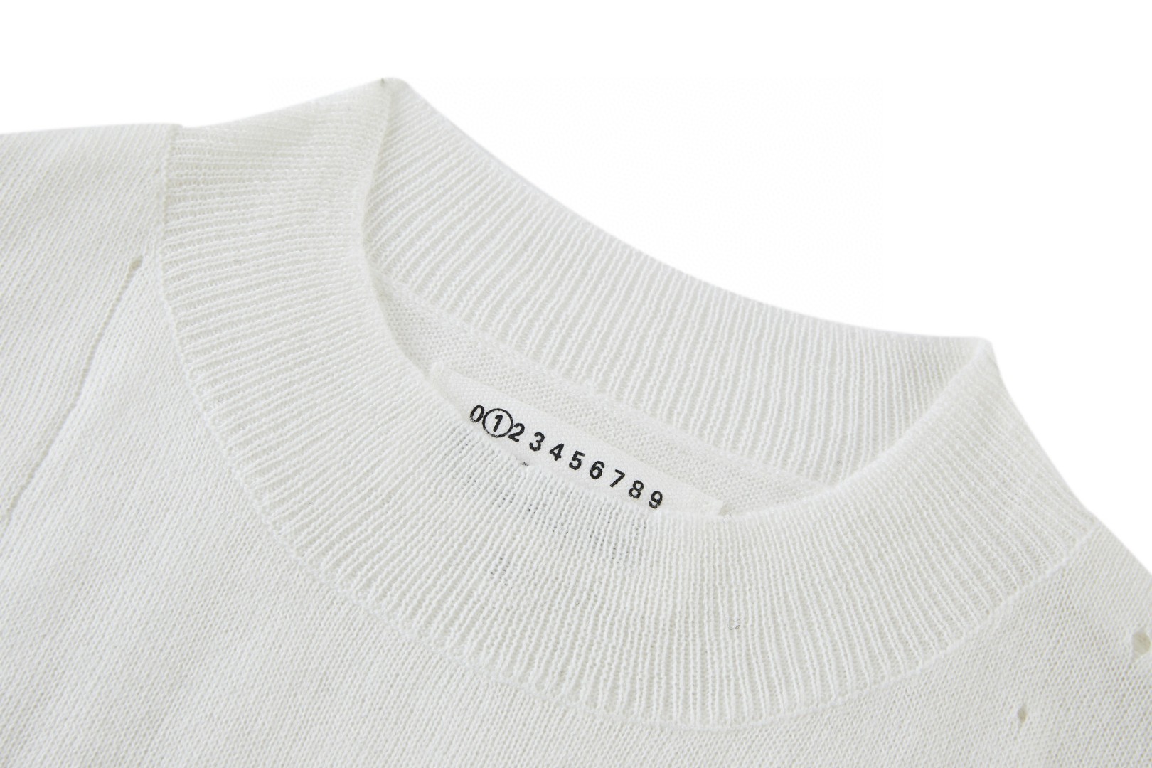 Maison Margiela 马吉拉 破洞针织提花毛衣 针织衫 长袖 灰色 白色 B0 SH0HL0033M13134855