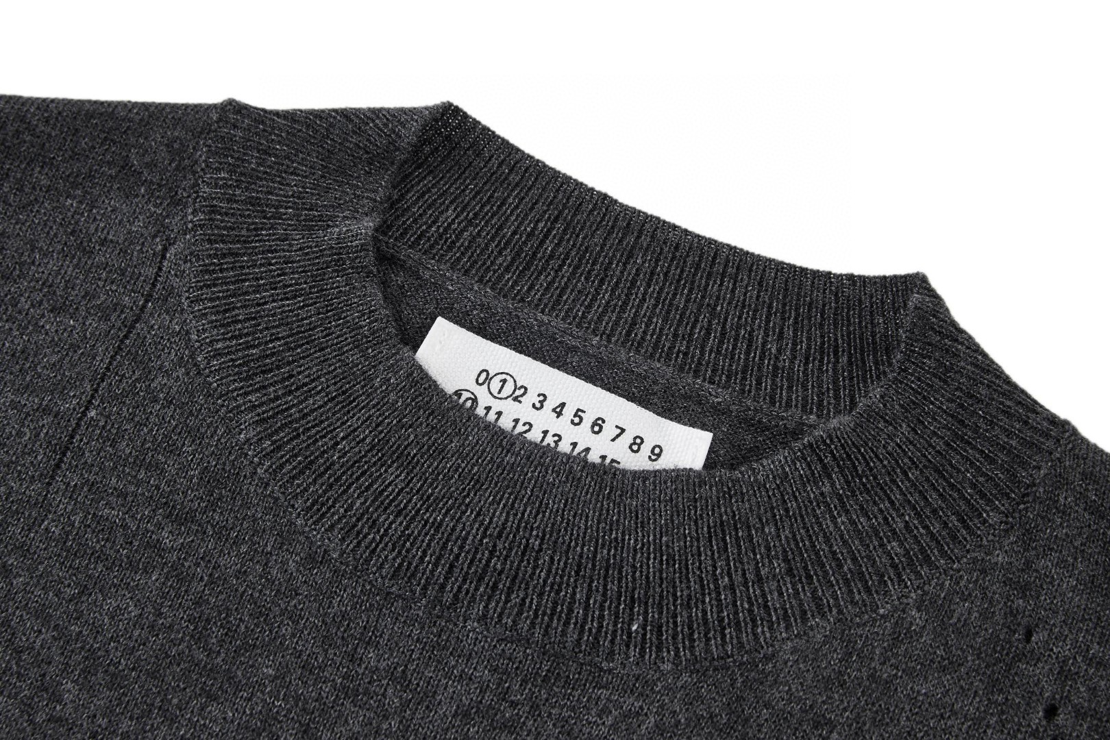 Maison Margiela 马吉拉 破洞针织提花毛衣 针织衫 长袖 灰色 白色 B0 SH0HL0033M13134855