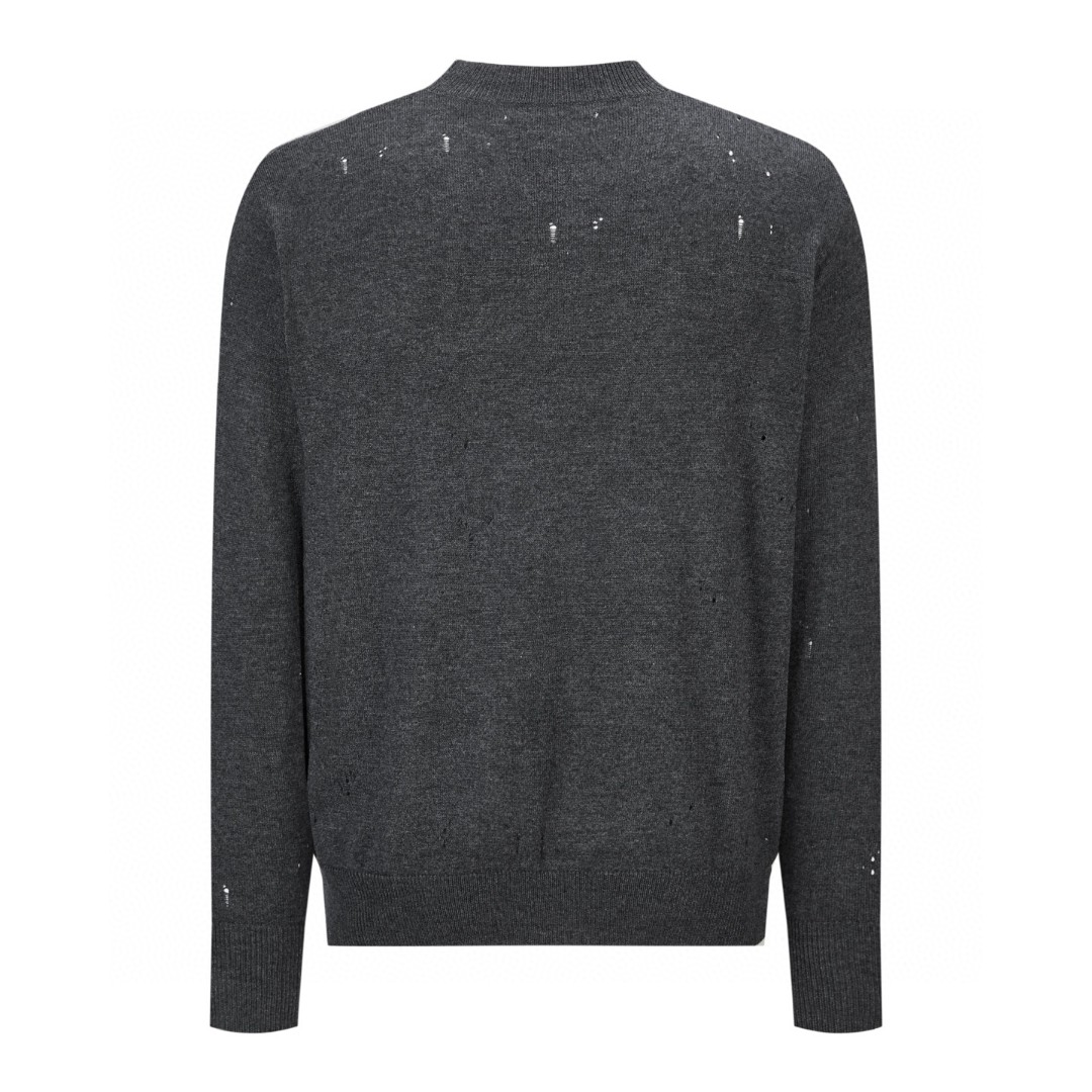 Maison Margiela 马吉拉 破洞针织提花毛衣 针织衫 长袖 灰色 白色 B0 SH0HL0033M13134855