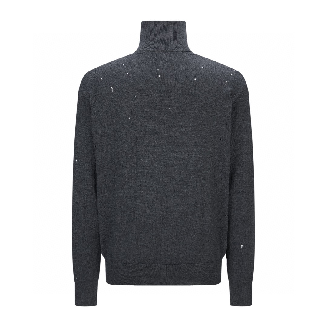 Maison Margiela 马吉拉 破洞针织提花高领毛衣 针织衫 长袖 灰色 白色 A5 S52HA0299M13134855