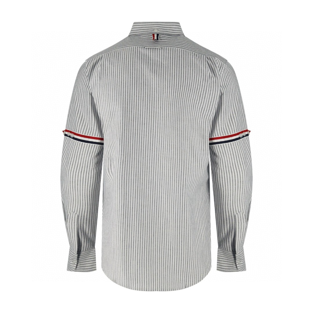 THOM BROWNE 双袖织带条纹衬衫 外套 长袖 蓝色 灰色 A5 MWL301A-00572-450