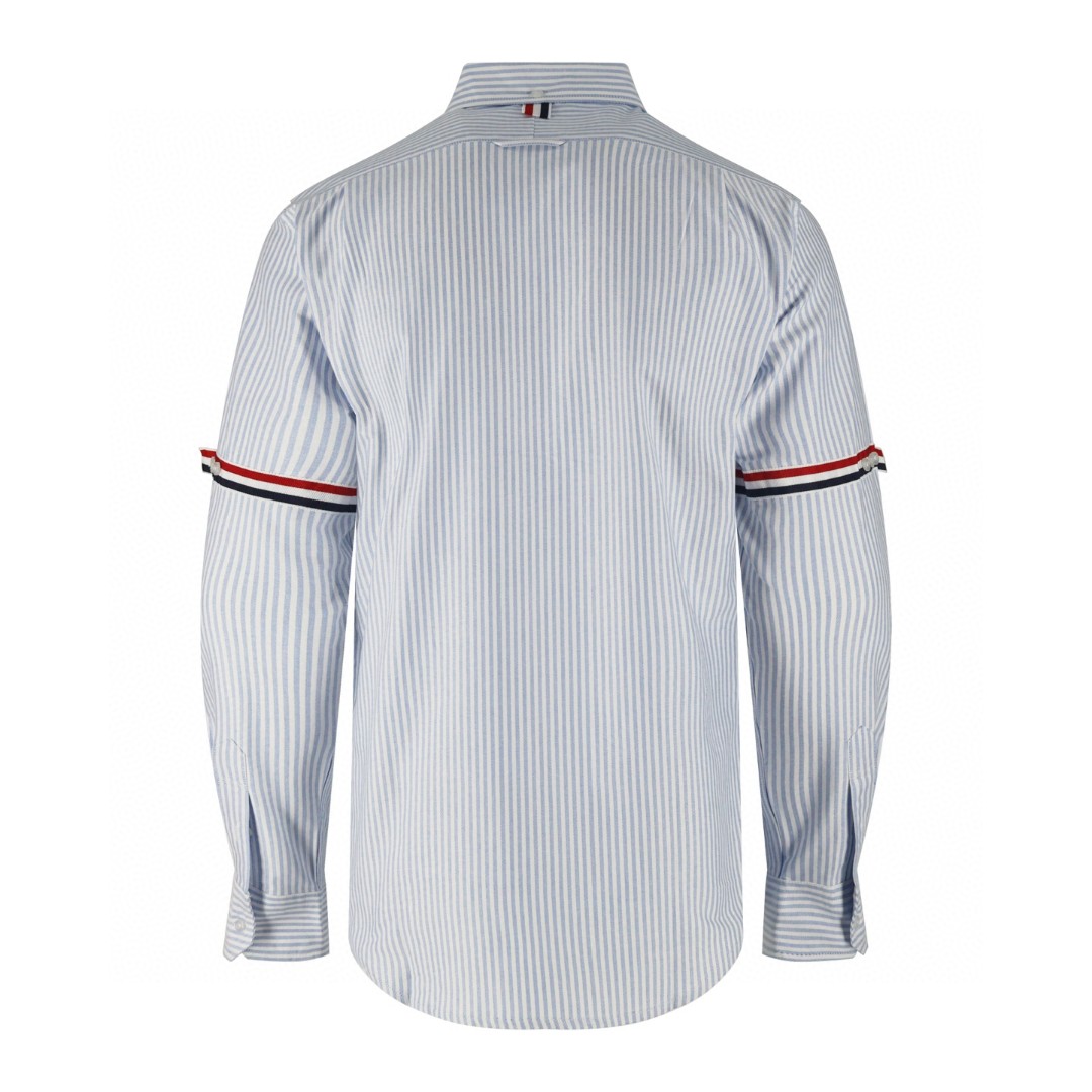 THOM BROWNE 双袖织带条纹衬衫 外套 长袖 蓝色 灰色 A5 MWL301A-00572-450