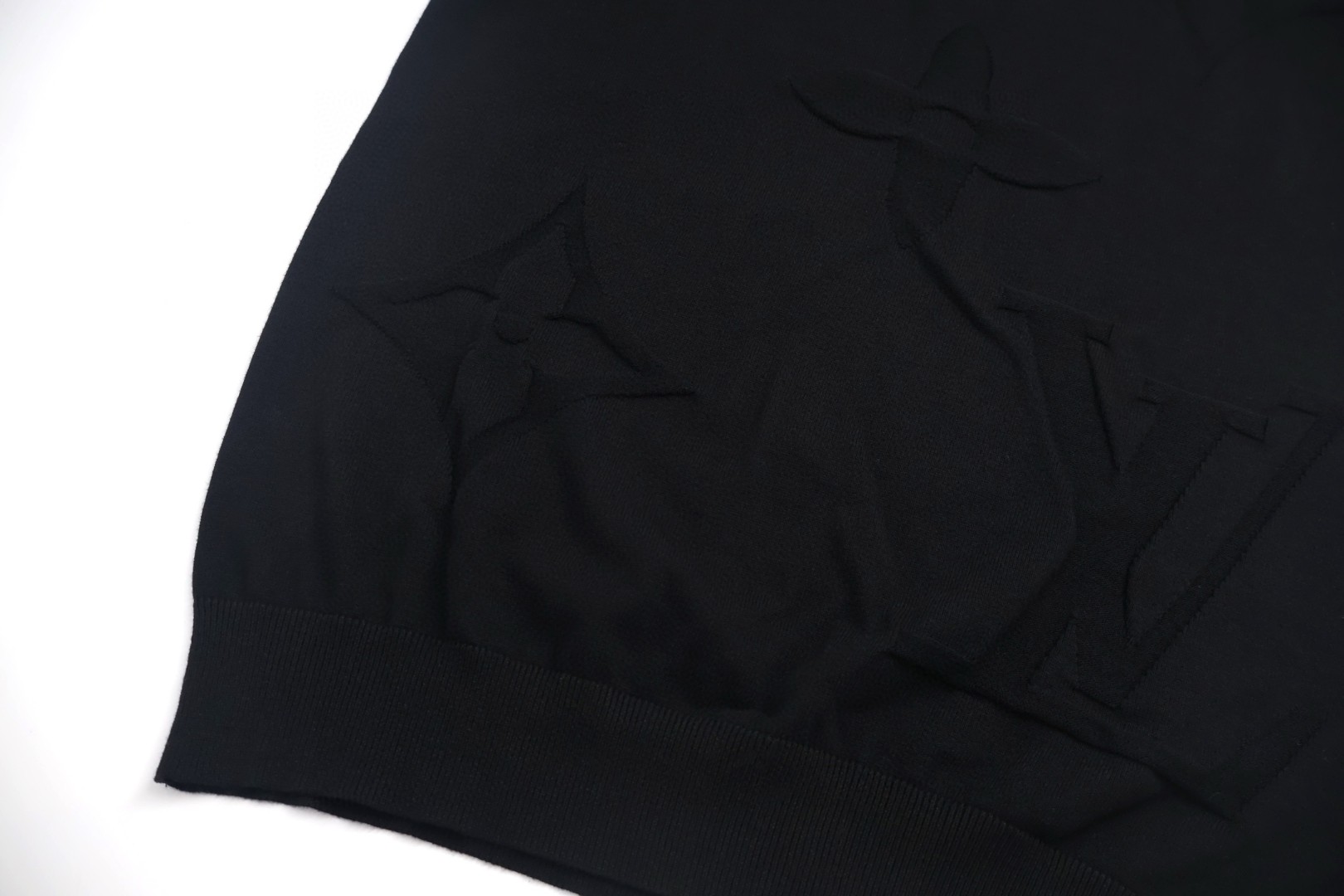 LOUIS VUITTON 路易威登 四叶草嵌花打底衫圆领毛衣 针织衫 长袖 黑灰色 B0