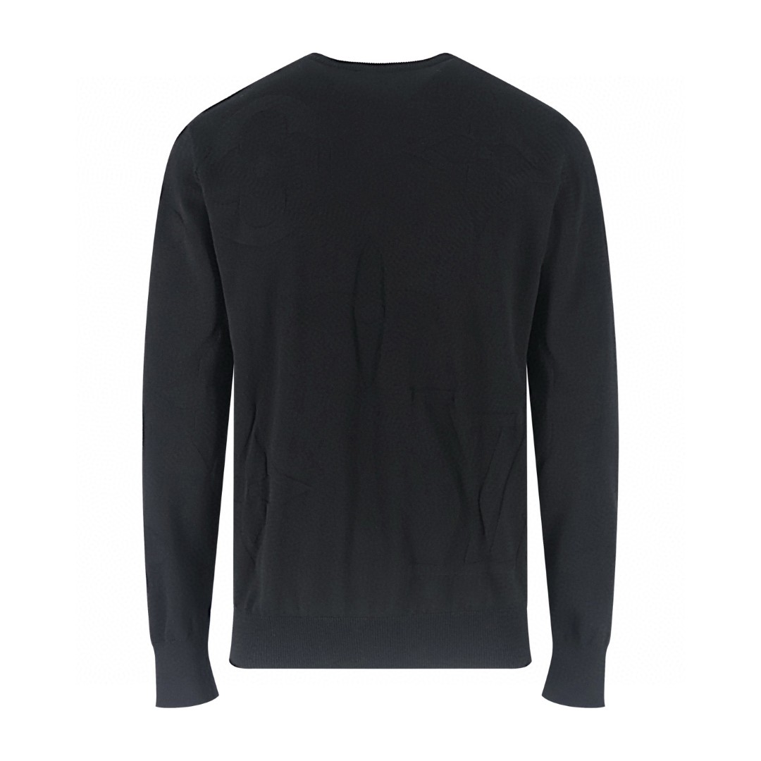 LOUIS VUITTON 路易威登 四叶草嵌花打底衫圆领毛衣 针织衫 长袖 黑灰色 B0