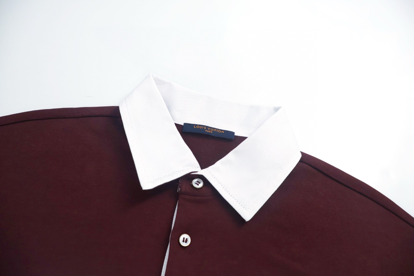 LOUIS VUITTON 路易威登 拼色条纹学院风Polo衫 长袖 酒红色 B0 1AIKC2