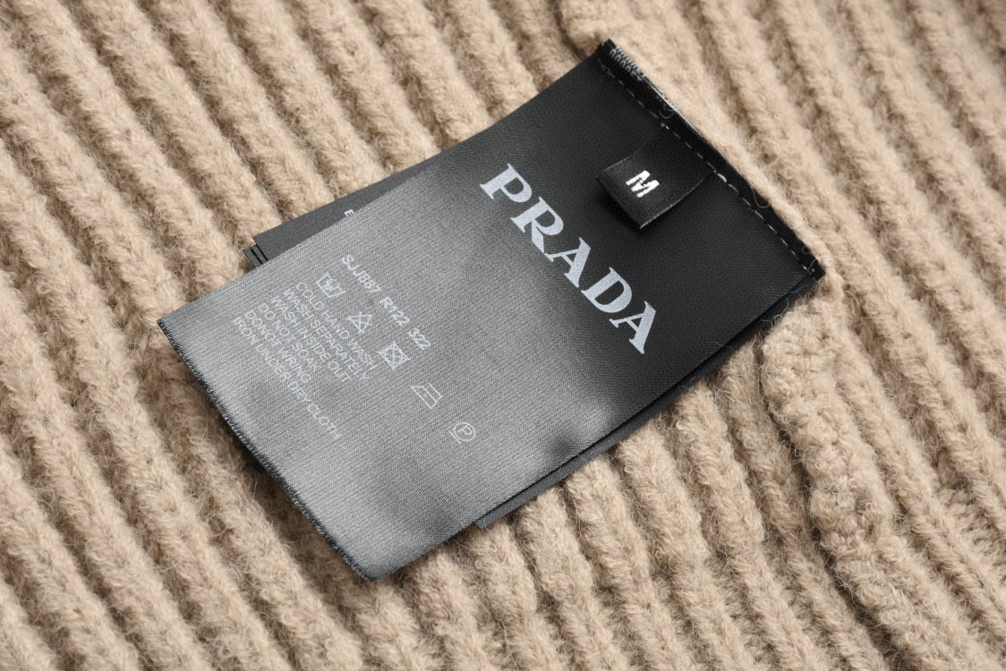 PRADA 普拉达 粗针羊毛针织衫 开衫 毛衣 长袖 黑色 棕色 B0 UMG165-11GC-F0008-S-222