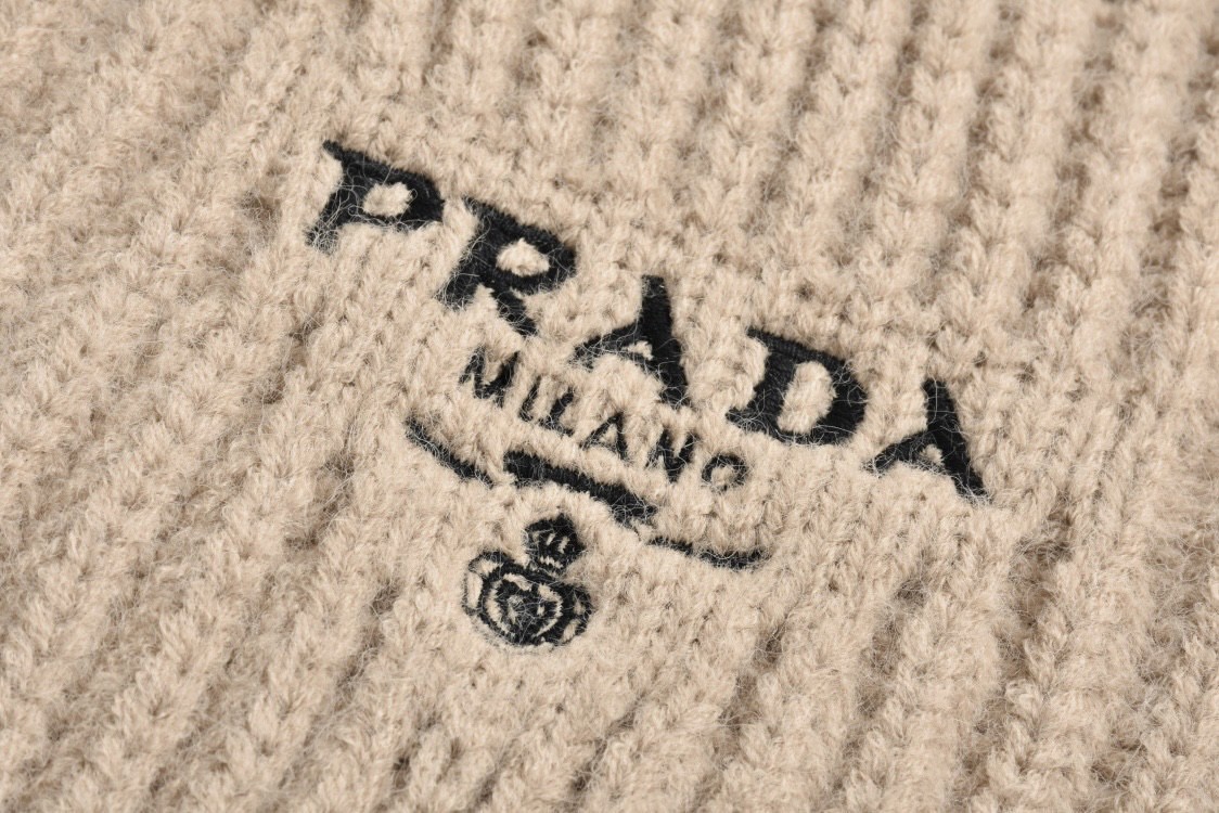 PRADA 普拉达 粗针羊毛针织衫 开衫 毛衣 长袖 黑色 棕色 B0 UMG165-11GC-F0008-S-222