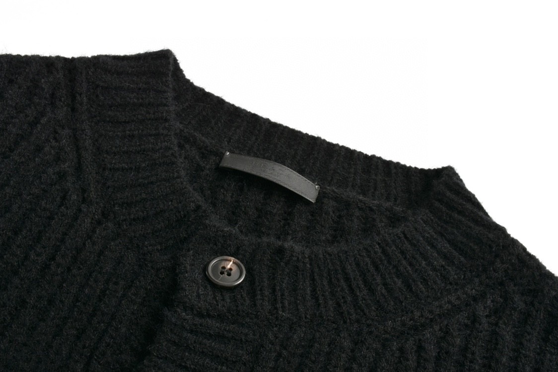 PRADA 普拉达 粗针羊毛针织衫 开衫 毛衣 长袖 黑色 棕色 B0 UMG165-11GC-F0008-S-222