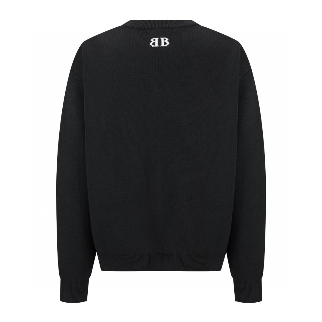 Balenciaga 巴黎世家 BB提花毛衣 针织衫 外套 长袖 黑色 B0 818420T17251070