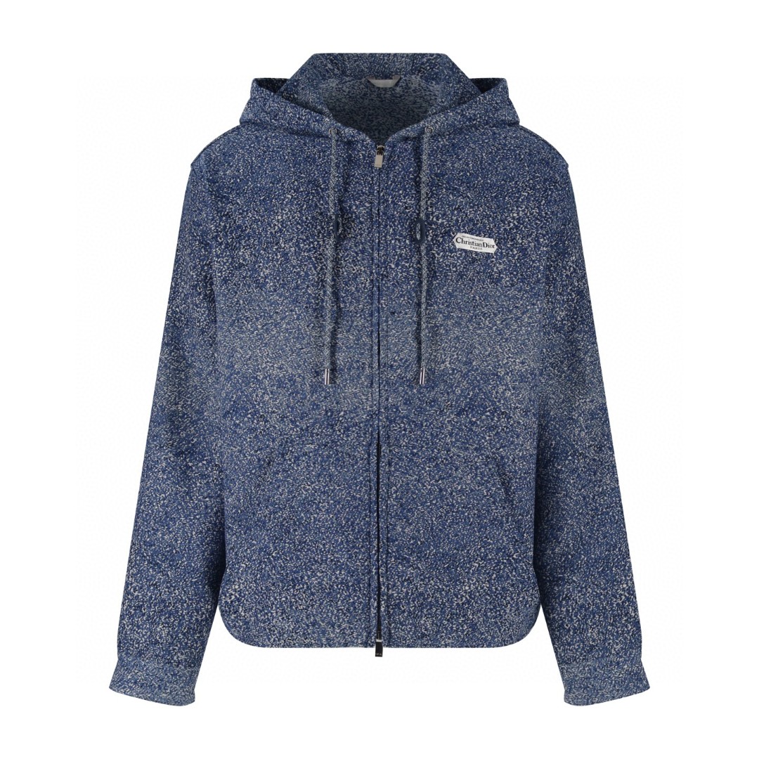 DIOR 迪奥 雪花纹铭牌拉链连帽外套 夹克 长袖 蓝色 C0 543D489A3029-C585
