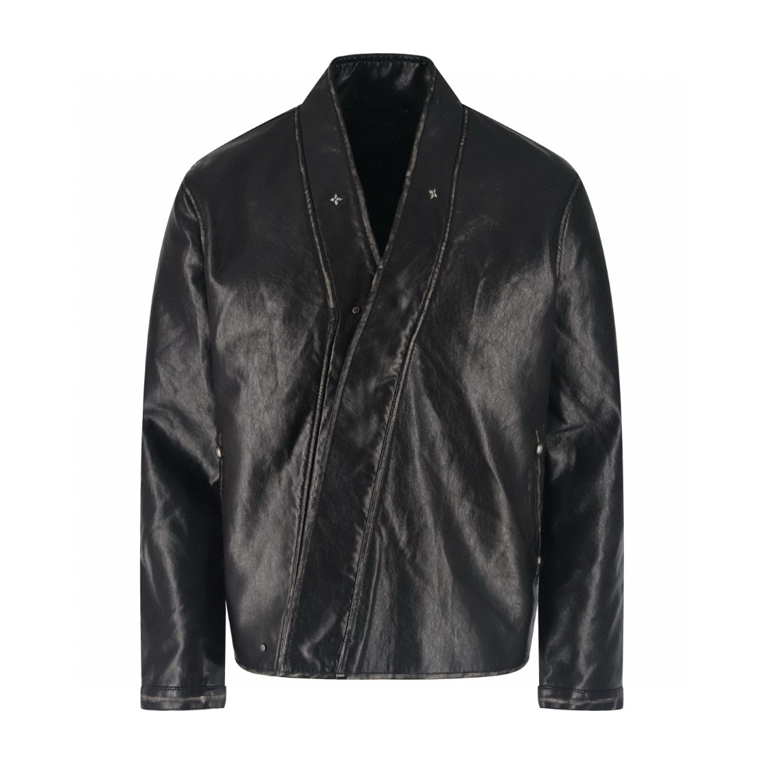 LOUIS VUITTON 路易威登 Nigo 联名款 V领斜扣做旧皮衣夹克 外套 D0 1AIMYA