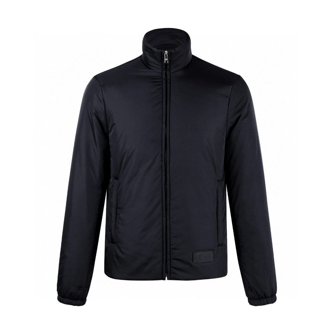 PRADA 普拉达 连帽立领两件套拉链夹克 外套 长袖 黑色 E2