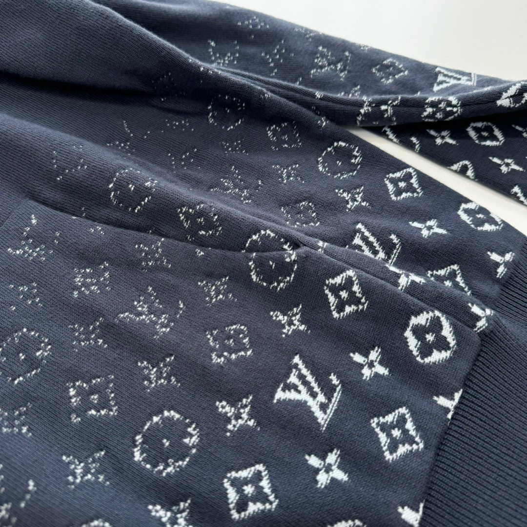 LOUIS VUITTON 路易威登 老花渐变针织帽衫 连帽卫衣 外套 灰色 B0 1AFAQ3