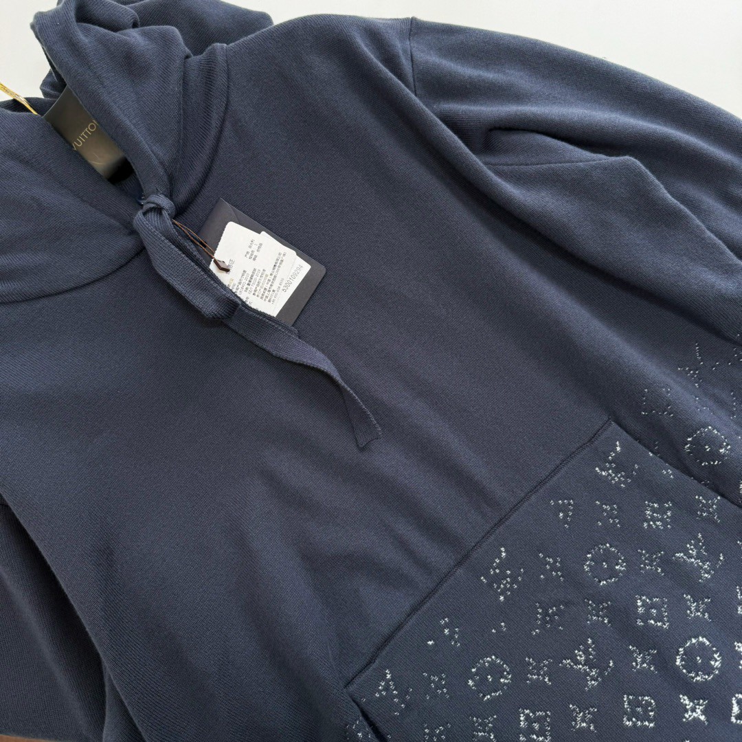 LOUIS VUITTON 路易威登 老花渐变针织帽衫 连帽卫衣 外套 灰色 B0 1AFAQ3