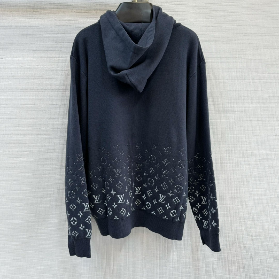 LOUIS VUITTON 路易威登 老花渐变针织帽衫 连帽卫衣 外套 灰色 B0 1AFAQ3