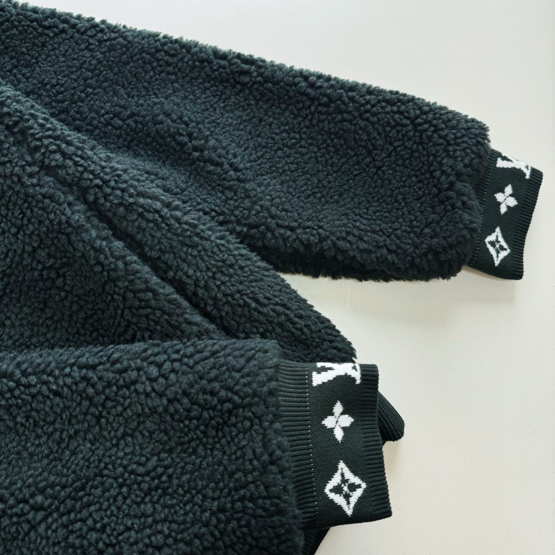 LOUIS VUITTON 路易威登 皮牌泰迪拉链立领夹克 外套 长袖 墨绿色 1AIIRE