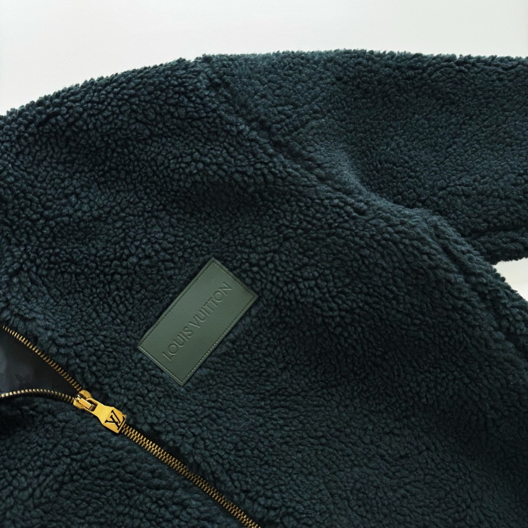 LOUIS VUITTON 路易威登 皮牌泰迪拉链立领夹克 外套 长袖 墨绿色 1AIIRE