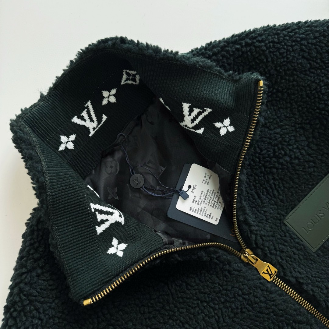 LOUIS VUITTON 路易威登 皮牌泰迪拉链立领夹克 外套 长袖 墨绿色 1AIIRE