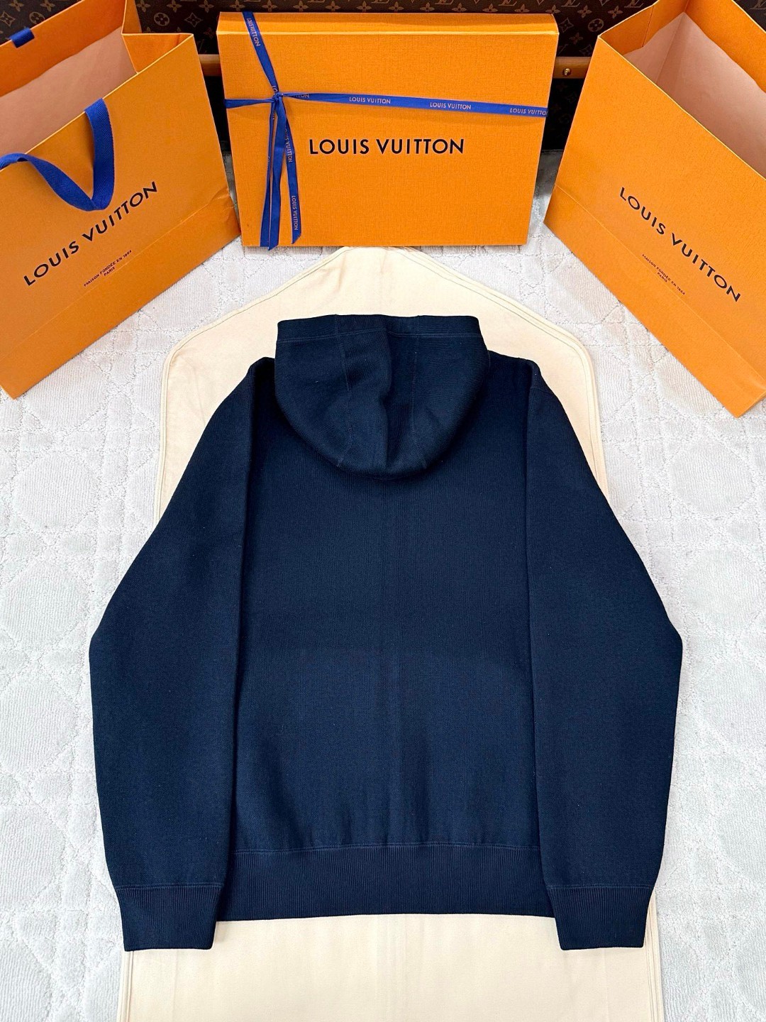 LOUIS VUITTON 路易威登 老花字母双面两穿拉链连帽卫衣 外套 夹克 D0 1AIJZ8