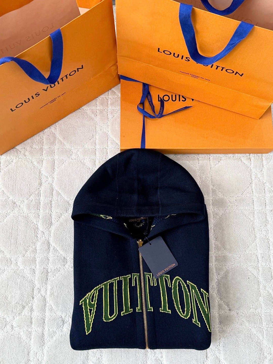 LOUIS VUITTON 路易威登 老花字母双面两穿拉链连帽卫衣 外套 夹克 D0 1AIJZ8