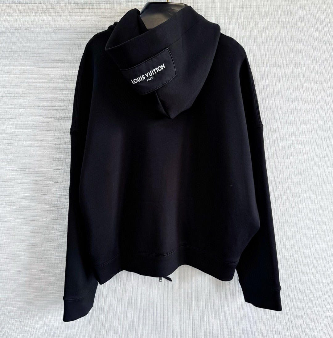 LOUIS VUITTON 路易威登 丝带拉链连帽卫衣 外套 黑色 B5 1AIR90