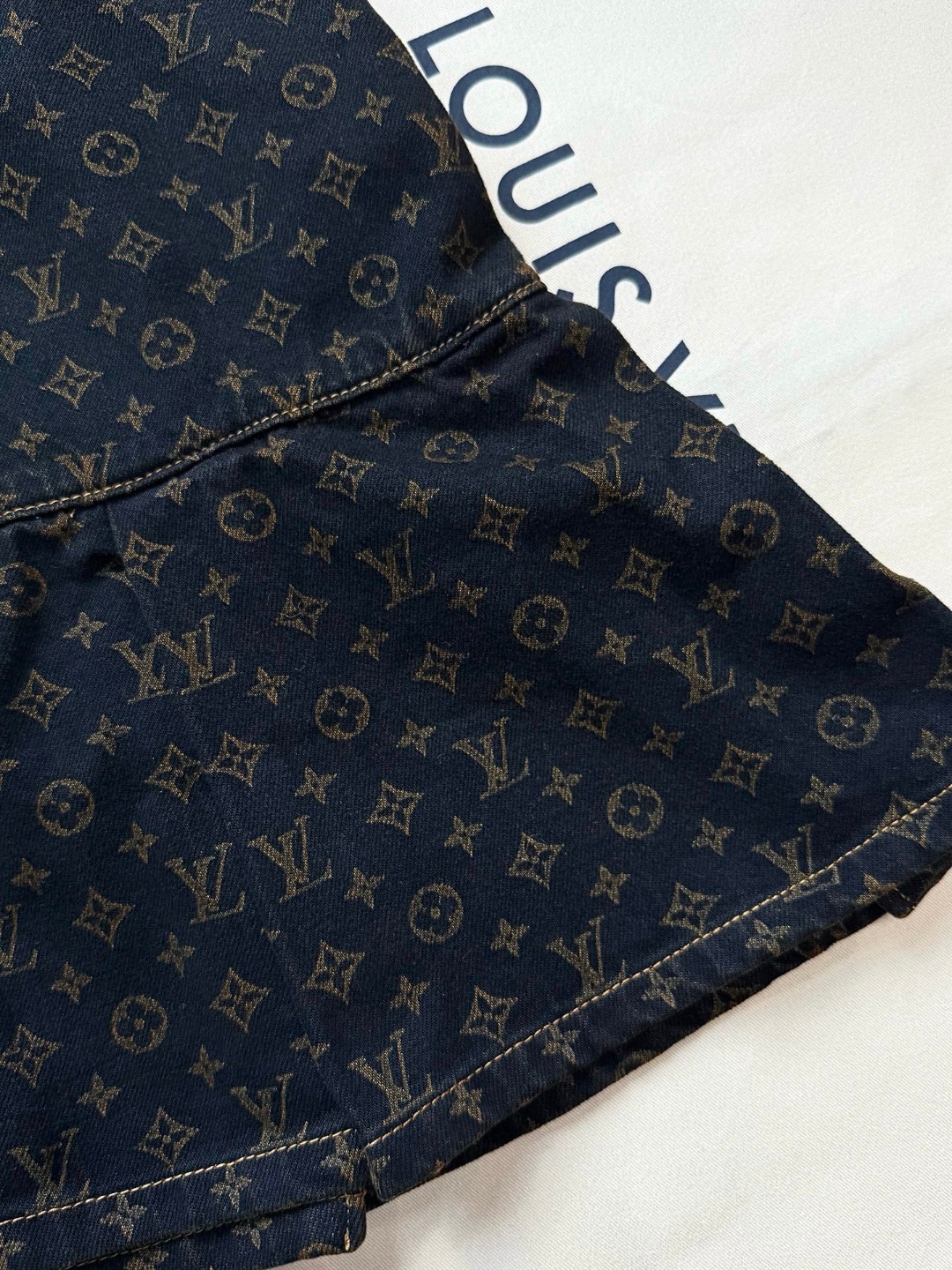 LOUIS VUITTON 路易威登 满印老花牛仔裙 短裙 百褶裙 裙子 黑色 B5 1AIBBM
