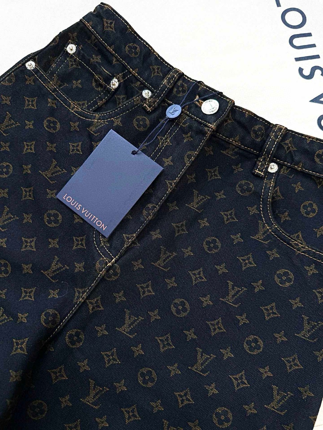 LOUIS VUITTON 路易威登 满印老花牛仔裤 裤子 长裤 黑色 B5 1AIBEO