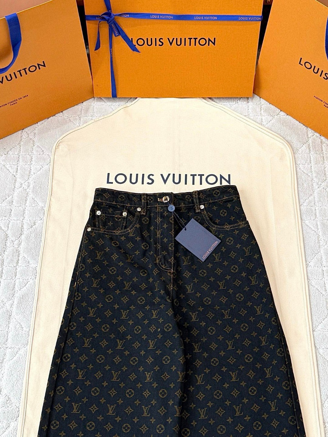 LOUIS VUITTON 路易威登 满印老花牛仔裤 裤子 长裤 黑色 B5 1AIBEO