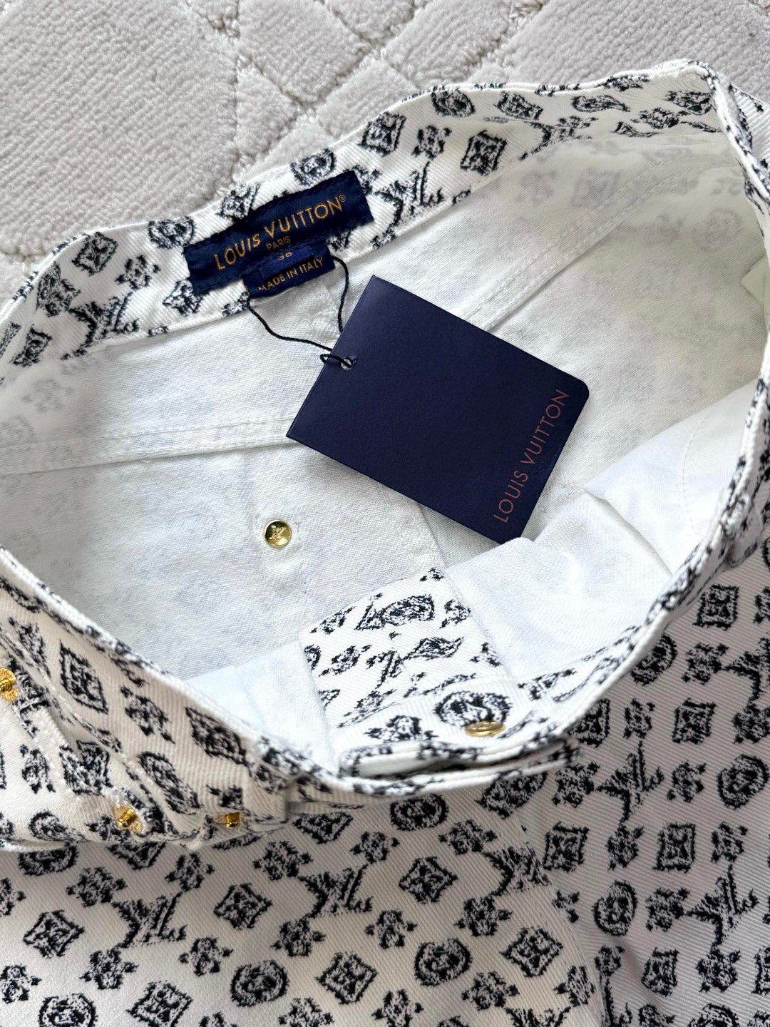 LOUIS VUITTON 路易威登 老花阔腿牛仔裤 裤子 长裤 白色 B5 1AHX15