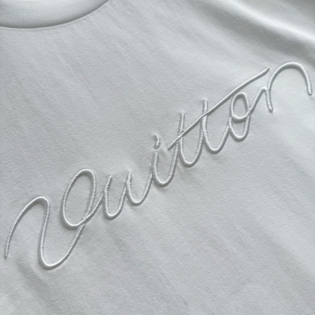 LOUIS VUITTON 路易威登 LV字母刺绣圆领T恤 短袖 白色 A5 1AJCSO