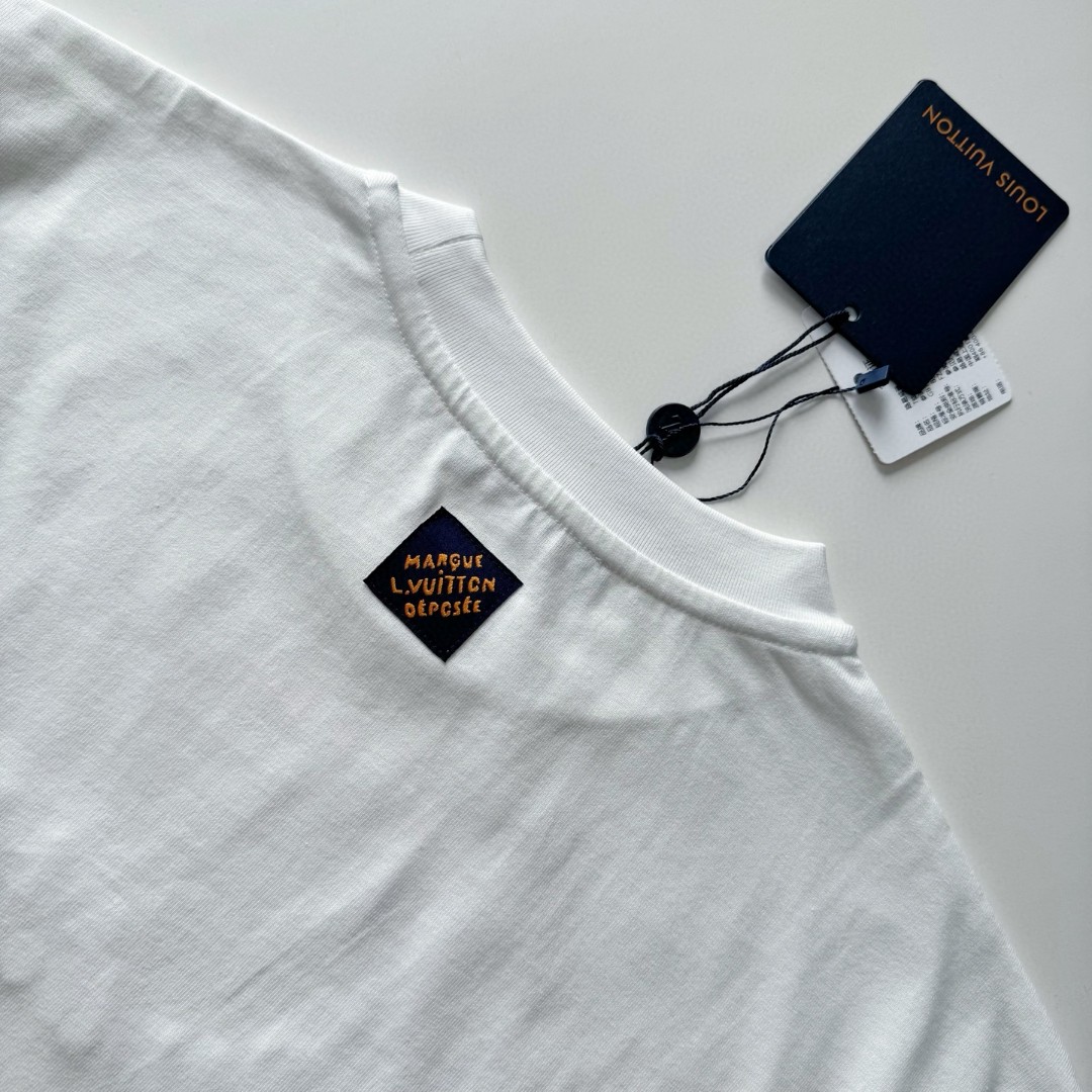 LOUIS VUITTON 路易威登 LV字母刺绣圆领T恤 短袖 白色 A5 1AJCSO