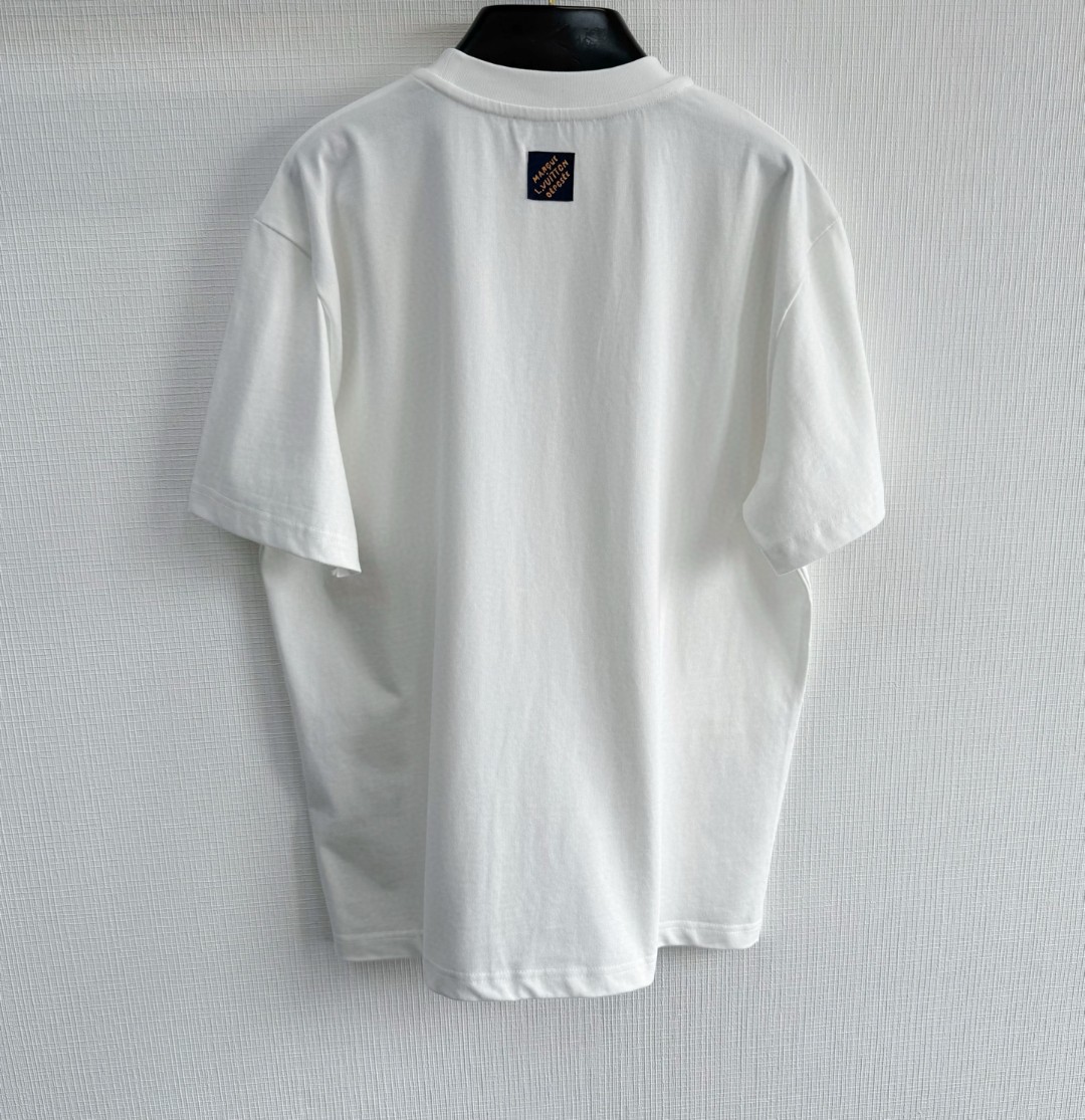 LOUIS VUITTON 路易威登 LV字母刺绣圆领T恤 短袖 白色 A5 1AJCSO