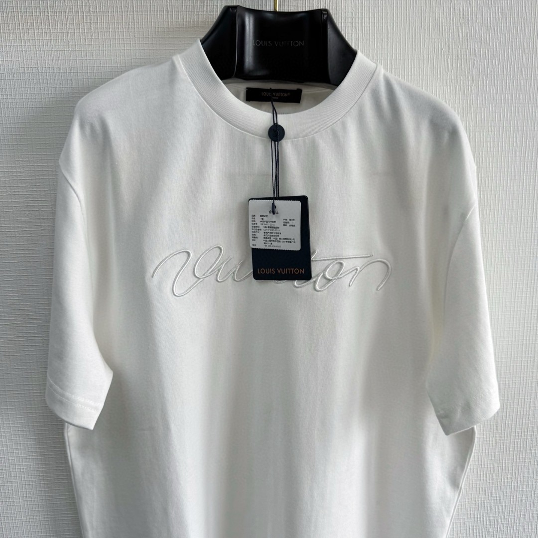 LOUIS VUITTON 路易威登 LV字母刺绣圆领T恤 短袖 白色 A5 1AJCSO