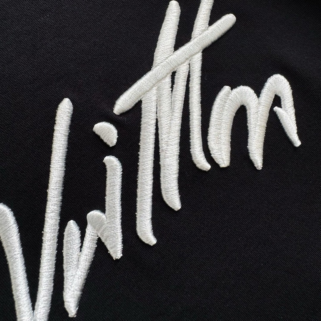 LOUIS VUITTON 路易威登 LV 字母刺绣圆领T恤 短袖 黑色 A5 