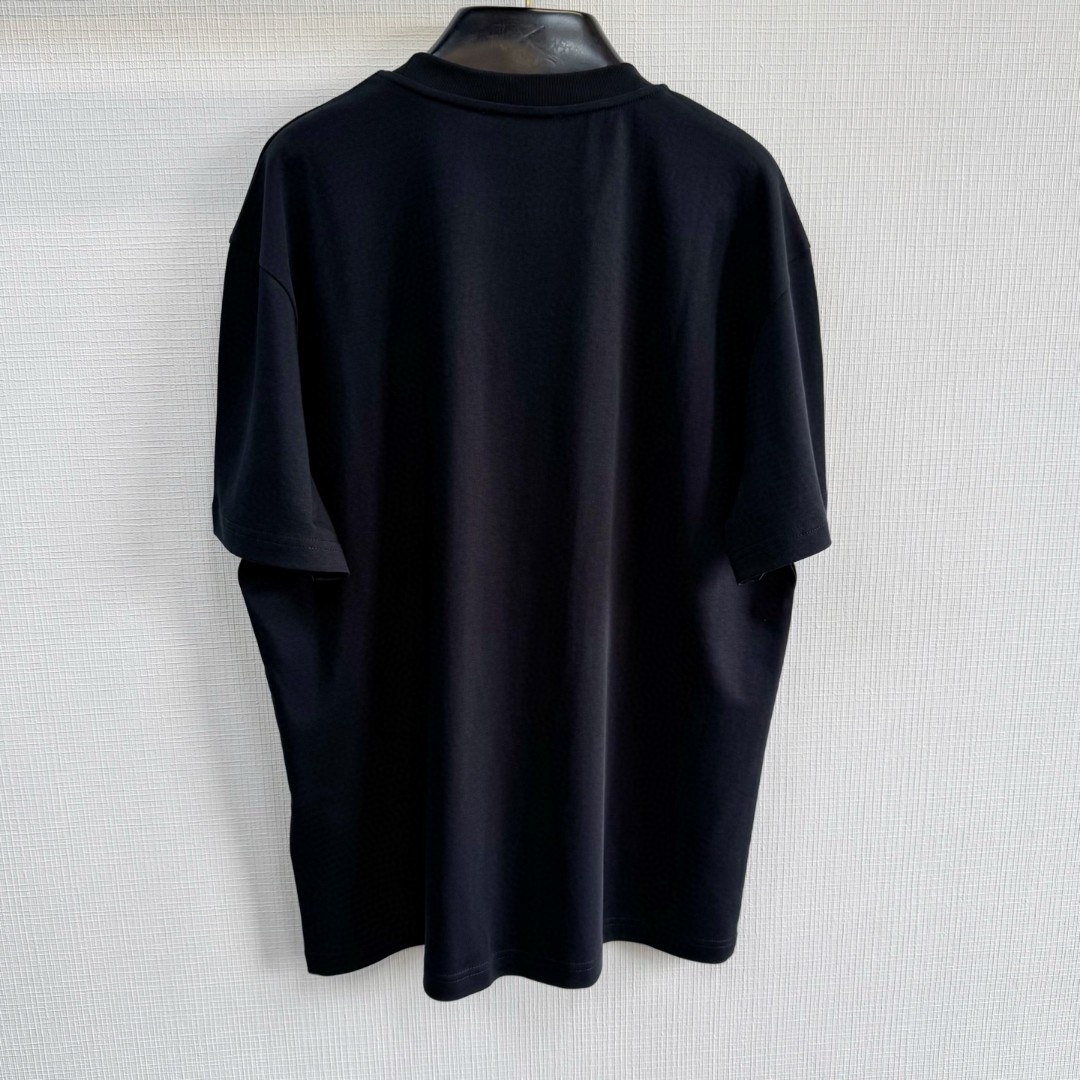 LOUIS VUITTON 路易威登 LV 字母刺绣圆领T恤 短袖 黑色 A5 