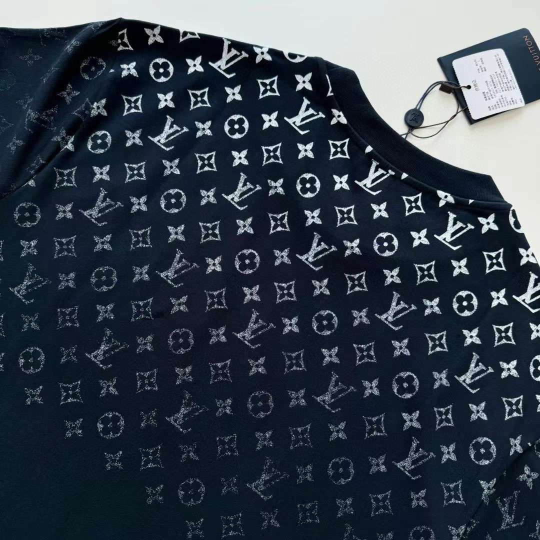 LOUIS VUITTON 路易威登 LV 渐变老花logo T恤 短袖 深蓝色 白色 A5 1AFQB4