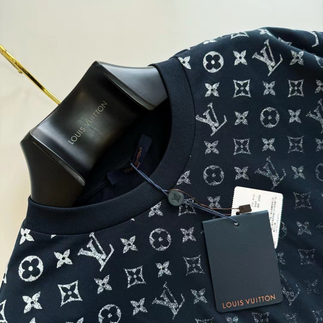LOUIS VUITTON 路易威登 LV 渐变老花logo T恤 短袖 深蓝色 白色 A5 1AFQB4