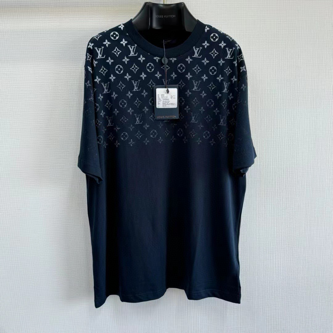 LOUIS VUITTON 路易威登 LV 渐变老花logo T恤 短袖 深蓝色 白色 A5 1AFQB4