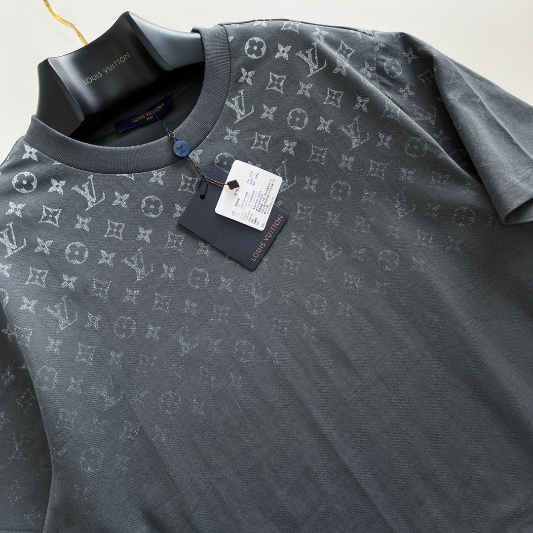 LOUIS VUITTON 路易威登 LV 渐变老花logo T恤 短袖 黑色 灰色 A5 1AFBB4