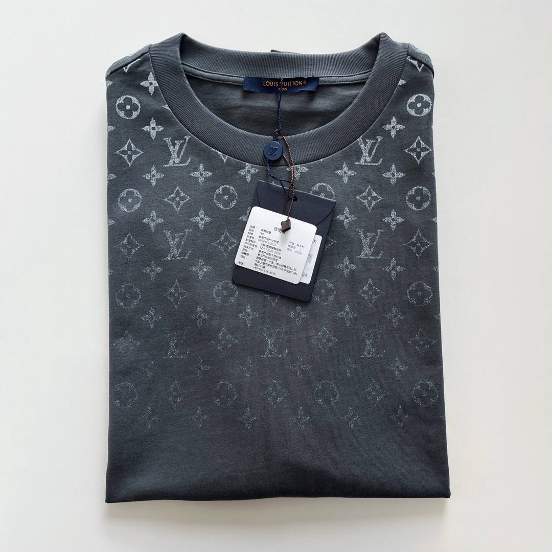 LOUIS VUITTON 路易威登 LV 渐变老花logo T恤 短袖 黑色 灰色 A5 1AFBB4