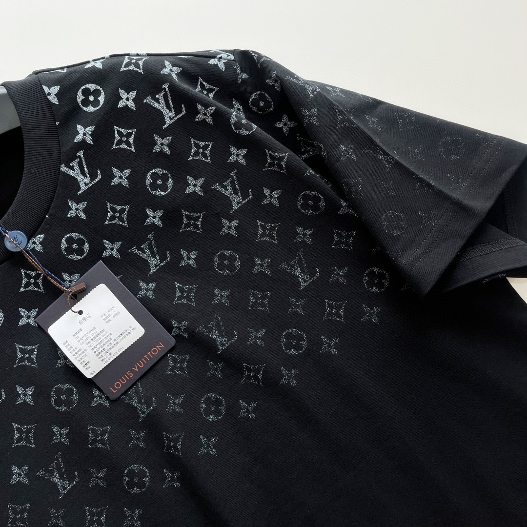LOUIS VUITTON 路易威登 LV 渐变老花logo T恤 短袖 黑色 灰色 A5 1AFBB4