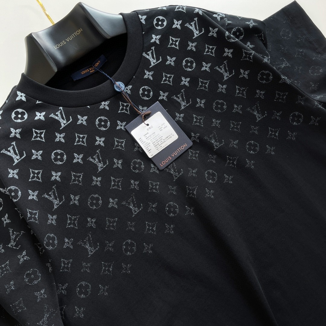 LOUIS VUITTON 路易威登 LV 渐变老花logo T恤 短袖 黑色 灰色 A5 1AFBB4