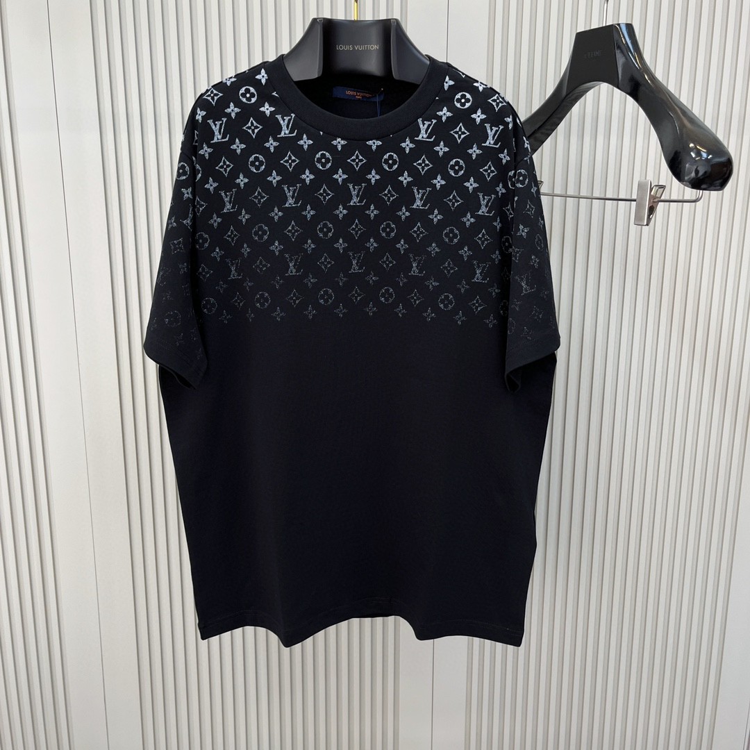 LOUIS VUITTON 路易威登 LV 渐变老花logo T恤 短袖 黑色 灰色 A5 1AFBB4