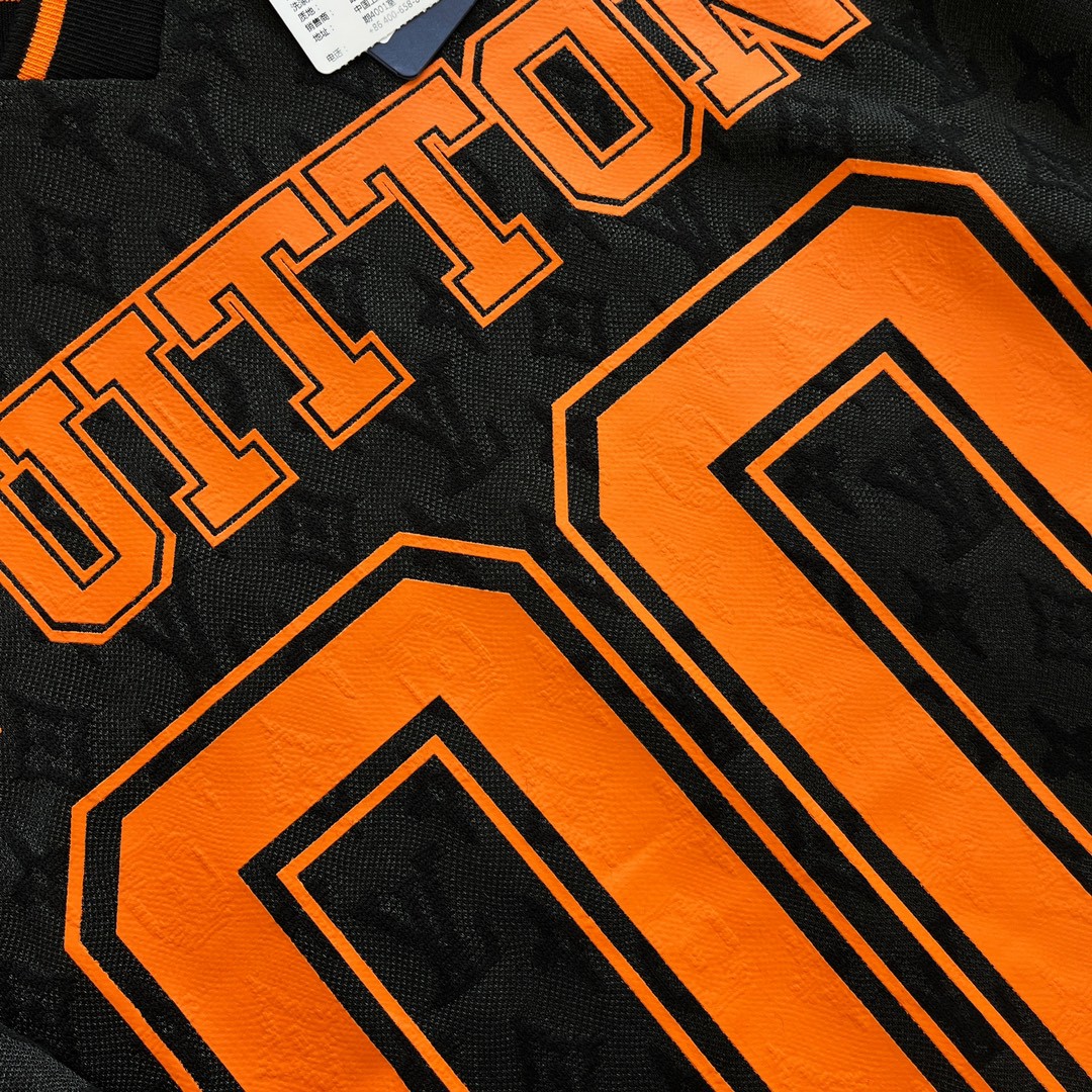 LOUIS VUITTON 路易威登 字母logo提花V领中袖 T恤 短袖 黑色 A5 1AB6G1