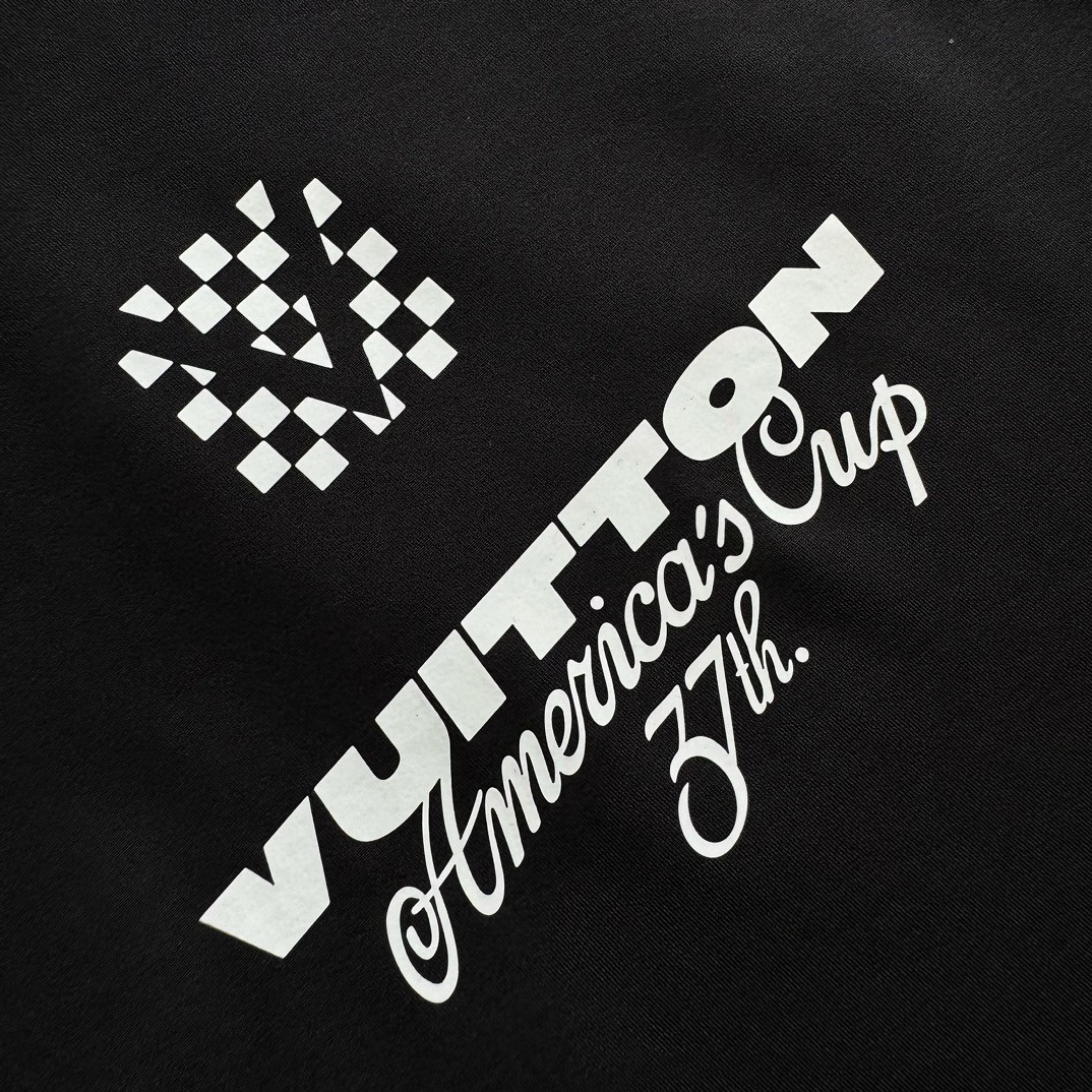 LOUIS VUITTON 路易威登 美洲杯 烫画圆领 T恤 短袖 黑色 A5 1AFVU1