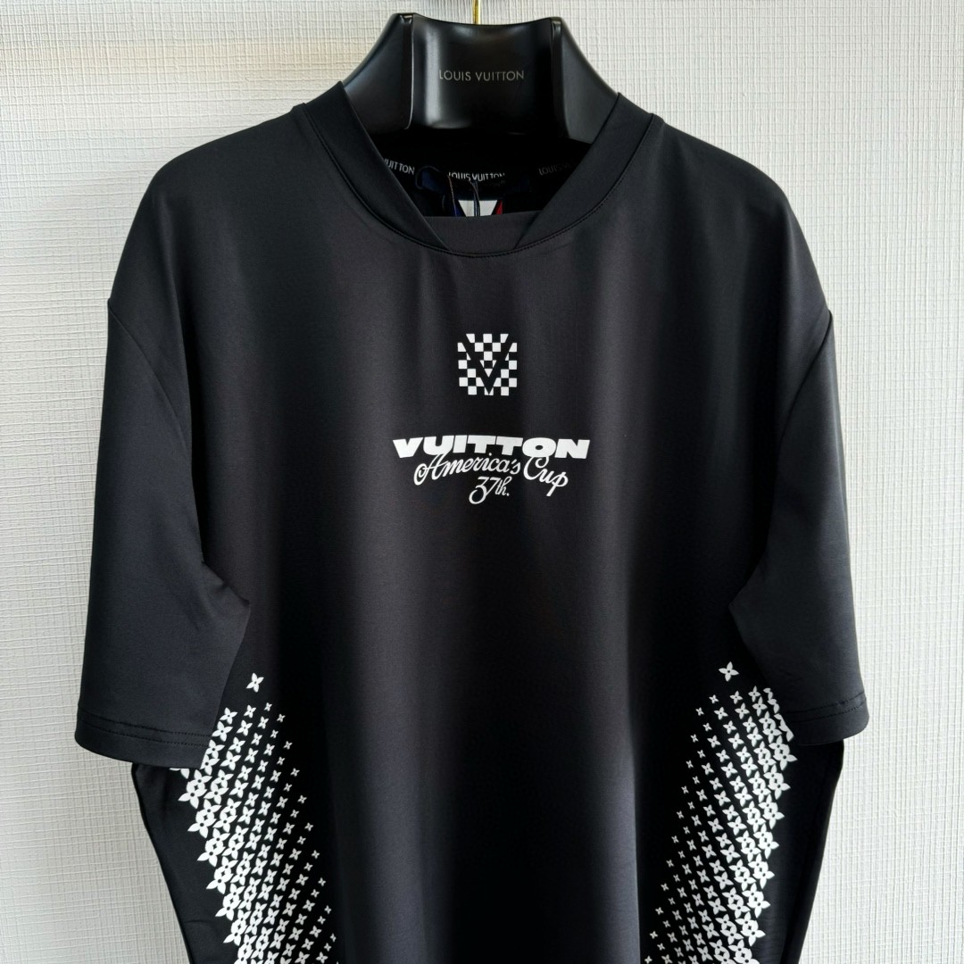 LOUIS VUITTON 路易威登 美洲杯 烫画圆领 T恤 短袖 黑色 A5 1AFVU1