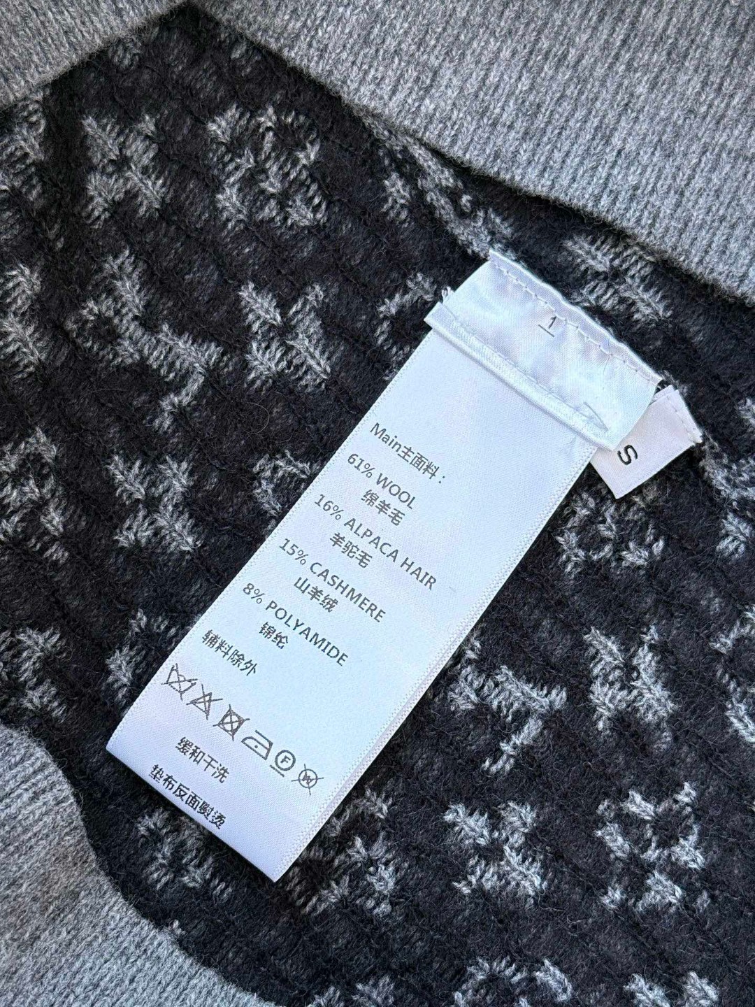 LOUIS VUITTON 路易威登 马海毛老花字针织花毛衣 针织衫 外套 长袖 灰色 C0 1AHZBP