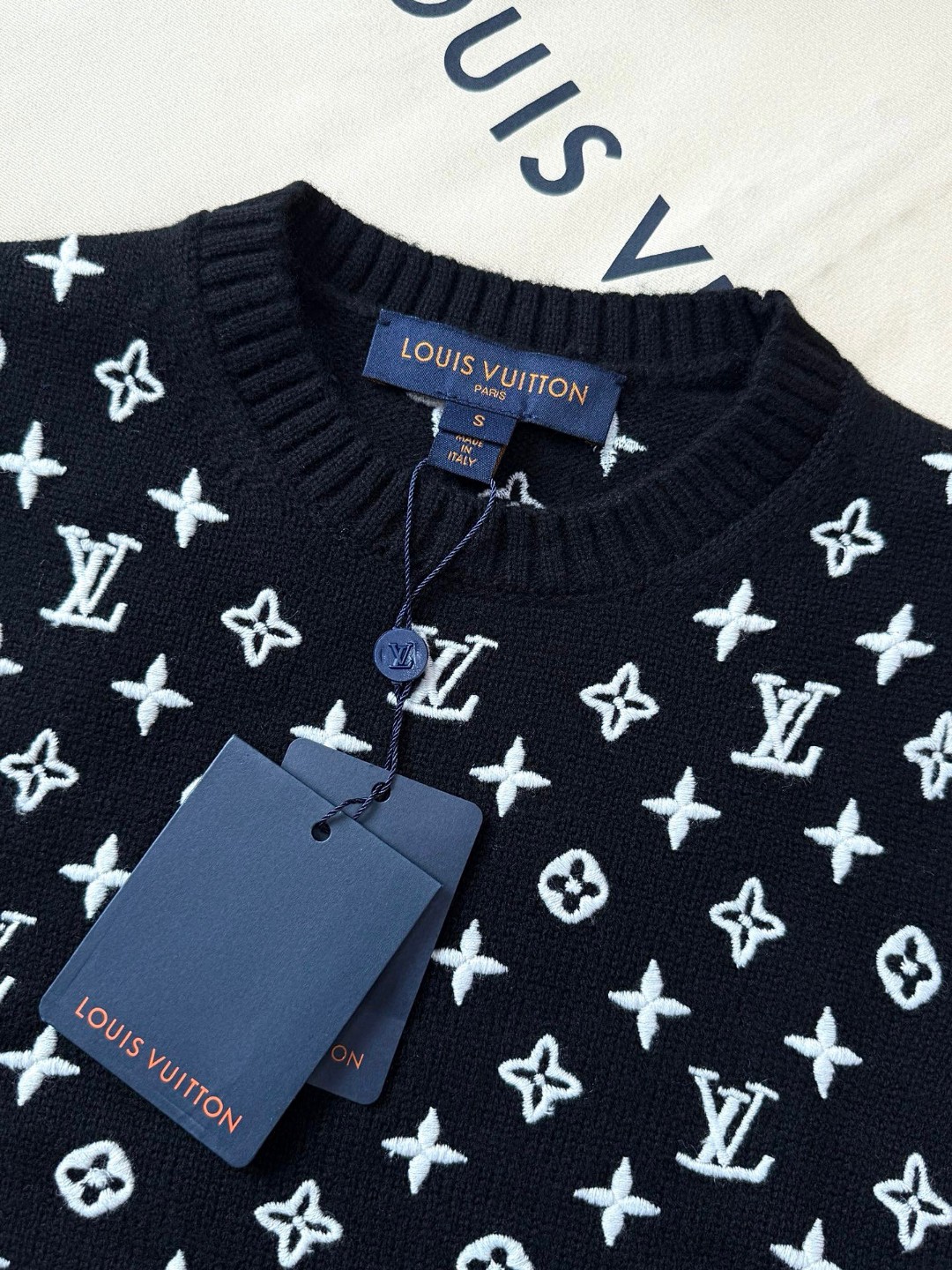 LOUIS VUITTON 路易威登 字母3D羊毛老花毛衣 针织衫 外套 长袖 棕色 黑色 C0 1AHZ59