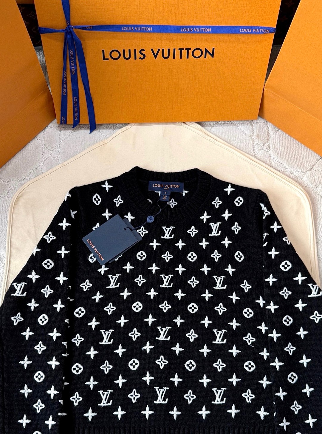 LOUIS VUITTON 路易威登 字母3D羊毛老花毛衣 针织衫 外套 长袖 棕色 黑色 C0 1AHZ59